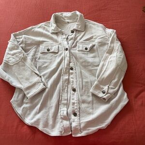 Free People Ruby Oversize Shirt in Light Grey